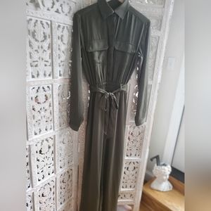 NWT Cotton Candy LA Olive Satin Wide leg Jumpsuit